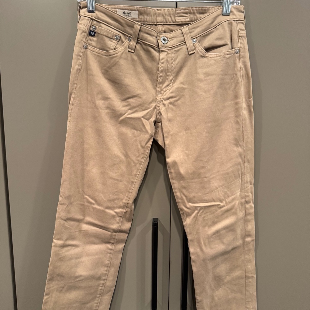 TAN ADRIANO GOLDSCHMIED "THE STILT CIGARETTE" JEANS, SIZE 27R